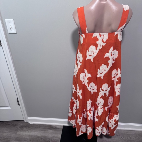 Anthropologie Exquise Phoebe Flounced Dress Orange Small Summer - Picture 8 of 10